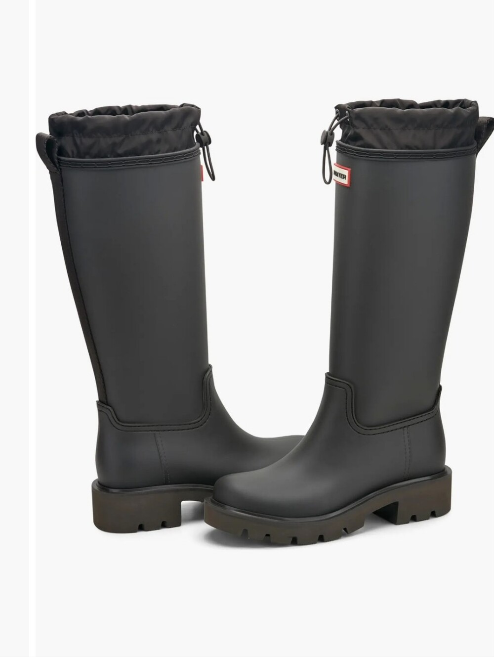Hunter Women's Carson Lug Sole Tall Boots Black Size 5